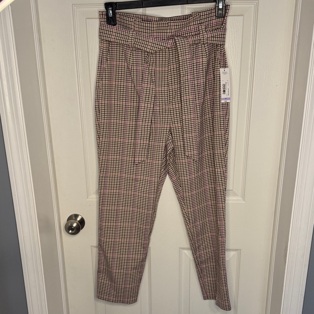 NWT Worthington Women's Plaid Straight Leg Pants - Black, Tan, and Pink